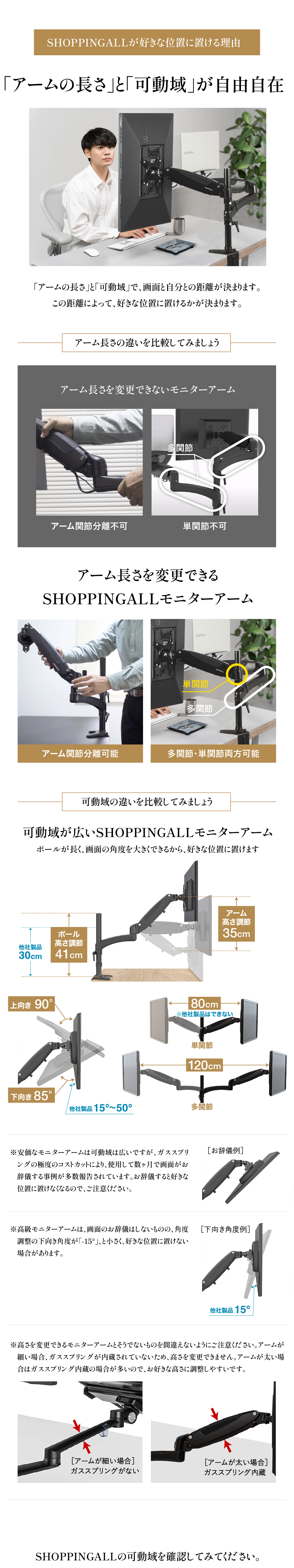SHOPPINGALL 2画面用ノートPCアーム ガススプリング 15-32インチ対応 SHOPPINGALL 2画面用ノートPCアーム ガススプリング 15-32インチ対応